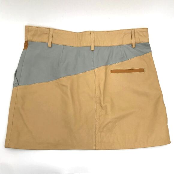ZARA SRPLS Colorblock Leather Mini Skirt Size L - Picture 7 of 8